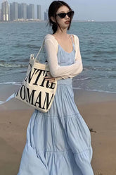 A-Line Spaghetti Strap Long Beach Dress